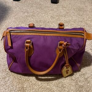 Dooney & Bourke Violet Satchel with Brown Accents